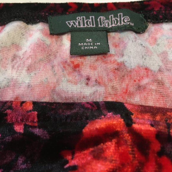 Women Wild Fable Spaghetti Strap Floral Red Crushed Velvet Mini Dress NWT  - M - Picture 4 of 6